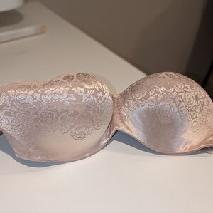 Elegant Lace Strapless Bra in Tan